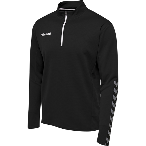 hmlAUTHENTIC HALF ZIP SWEATSHIRT, BLACK/WHITE, packshot