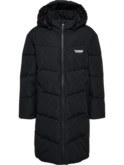 hmlJR PUFFER LONG JACKET, BLACK hmlJR PUFFER LONG JACKET, BLACK, packshot
