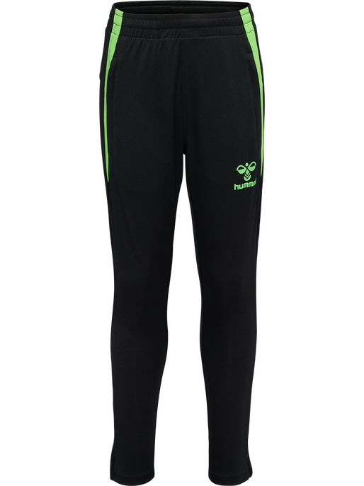 hmlLEAD 2.0 TRAINING PANTS KIDS, BLACK/GREEN GECKO, packshot