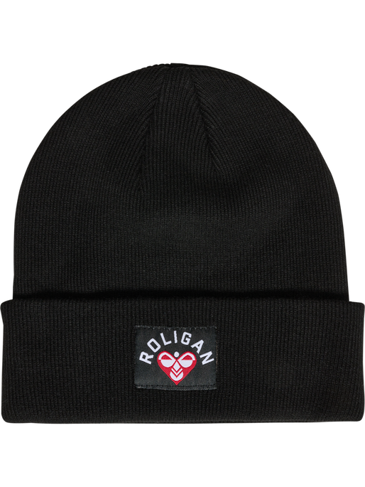 hmlROLIGAN KNITTED BEANIE, BLACK, packshot
