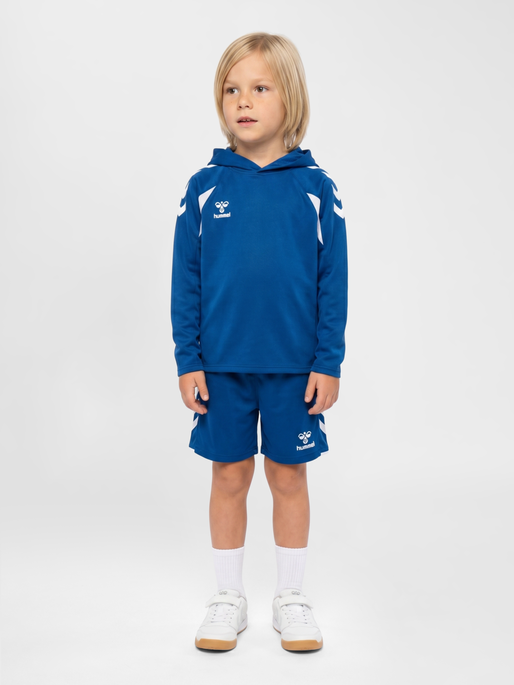 hmlCORE 2.0 HOODIE KIDS, TRUE BLUE/WHITE, model