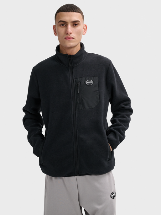 hmlLGC SUM FLEECE JACKET, BLACK, model