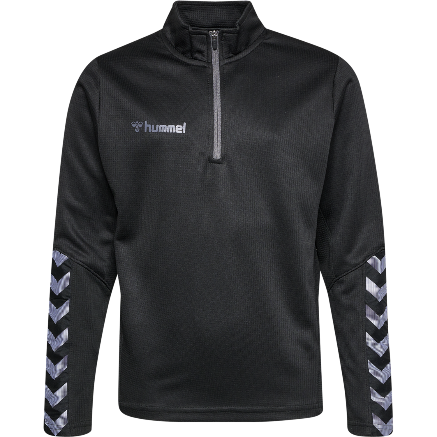 hmlAUTHENTIC KIDS HALF ZIP SWEATSHI, BLACK/ASPHALT, packshot