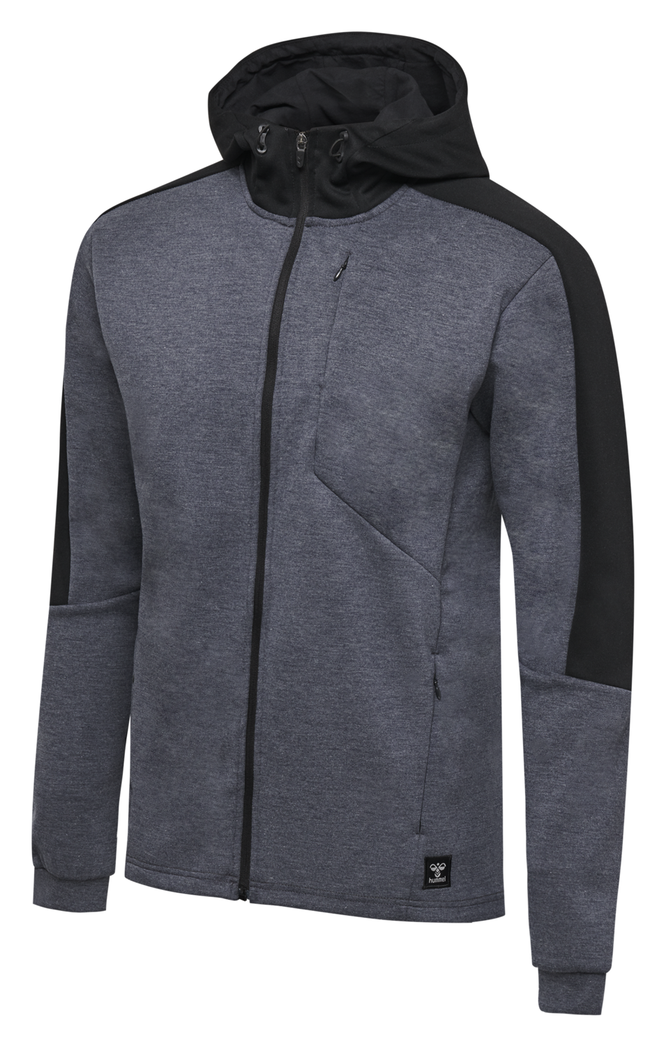 hmlTROPPER ZIP HOODIE, BLACK IRIS MELANGE, packshot