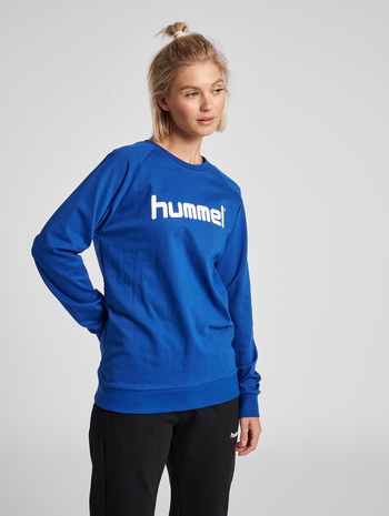 HMLGO COTTON LOGO SWEATSHIRT WOMAN, TRUE BLUE, model