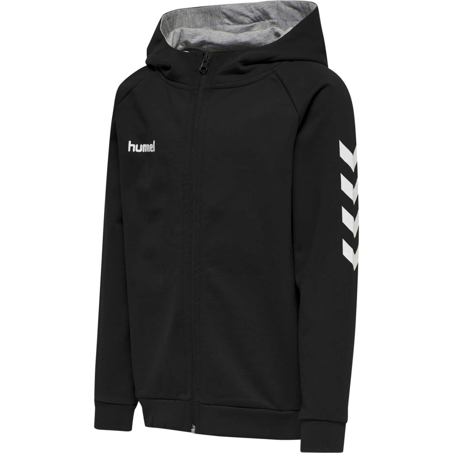 HMLGO KIDS COTTON ZIP HOODIE, BLACK, packshot