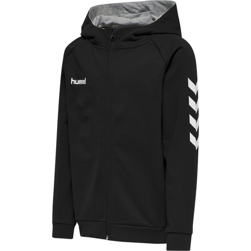 HMLGO KIDS COTTON ZIP HOODIE, BLACK, packshot
