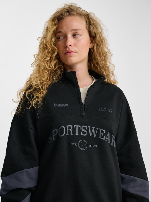 hmlOVERSIZED HALFZIP SW, BLACK/EBONY, model