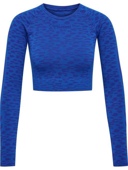 hmlMT LEO SEAMLESS CROP T-SHIRT L/S, OLYMPIAN BLUE/SODALITE BLUE ME, packshot