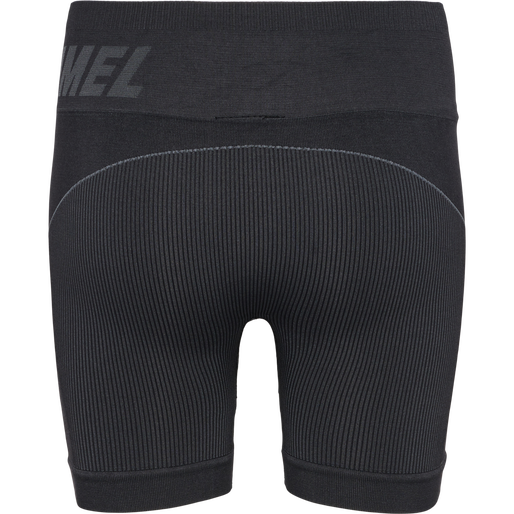 hmlTE CHRISTEL SEAMLESS SHORTS, BLACK/ASPHALT MELANGE hmlTE CHRISTEL SEAMLESS SHORTS, BLACK/ASPHALT MELANGE, packshot