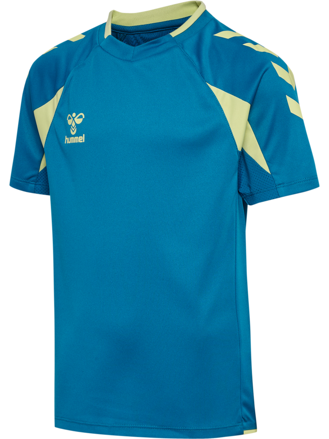 hmlCORE 2.0 JERSEY S/S KIDS, CELESTIAL/PALE LIME YELLOW, packshot