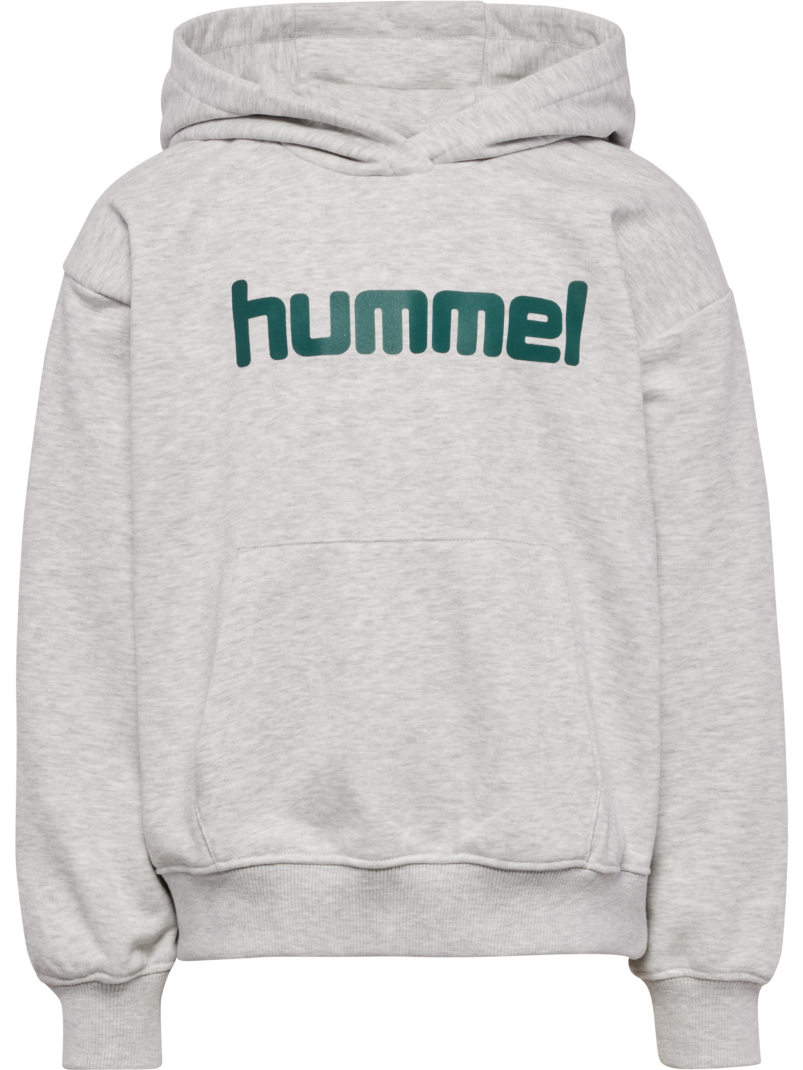 hmlJR BOXY HOODIE LOGO, LIGHT GREY MELANGE, packshot