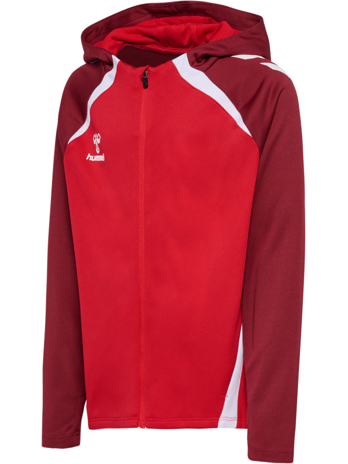 hmlLEAD 2.0 ZIP HOODIE KIDS, TRUE RED/MAROON, packshot