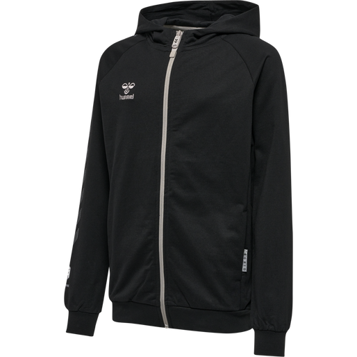 hmlMOVE GRID COTTON ZIP HOODIE KIDS, BLACK hmlMOVE GRID COTTON ZIP HOODIE KIDS, BLACK, packshot