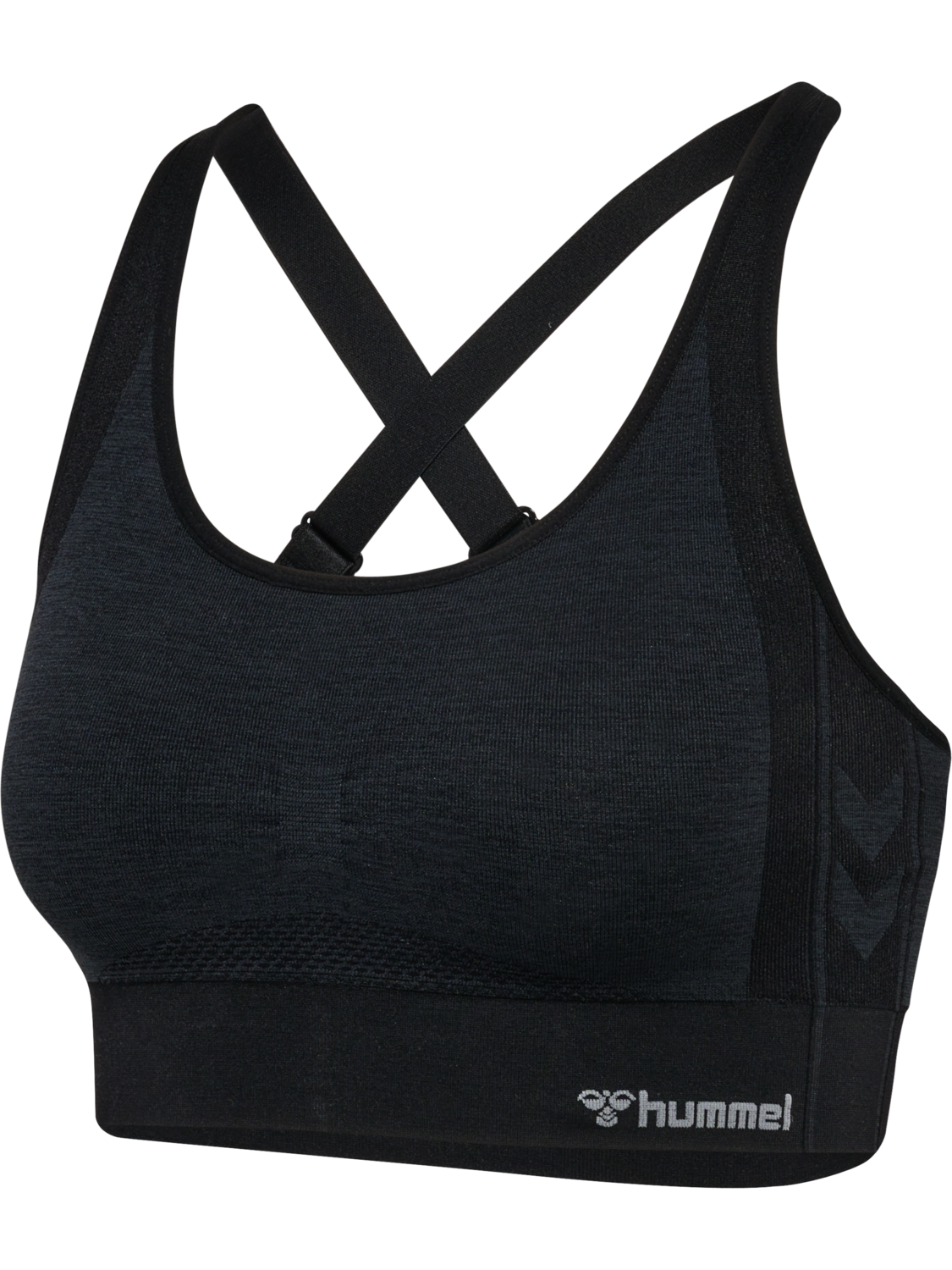 hmlMT SHINE SEAMLESS SPORTS BRA, BLACK MELANGE, packshot