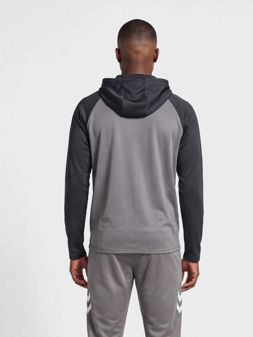 hmlLEAD 2.0 ZIP HOODIE, STEEL GRAY/ASPHALT, model