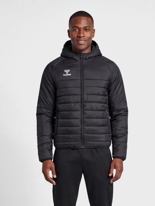 hmlGO QUILTED HOOD JACKET, BLACK, model
