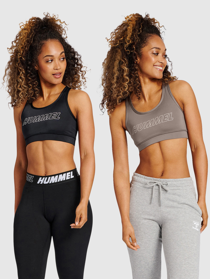 hmlTE TOLA 2-PACK SPORTS BRA, BLACK/DRIFTWOOD, model
