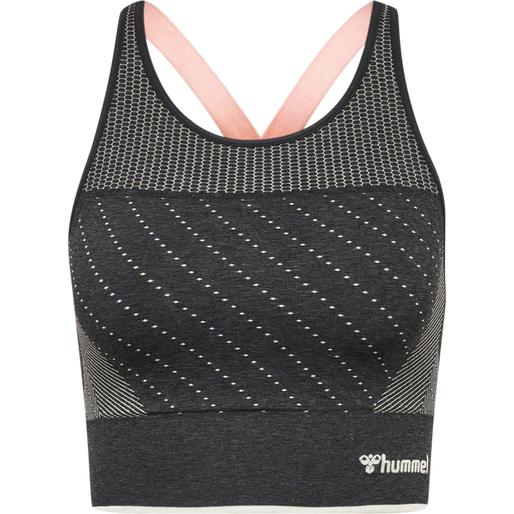 hmlMT HANA SEAMLESS SPORTS TOP, BLACK MELANGE, packshot
