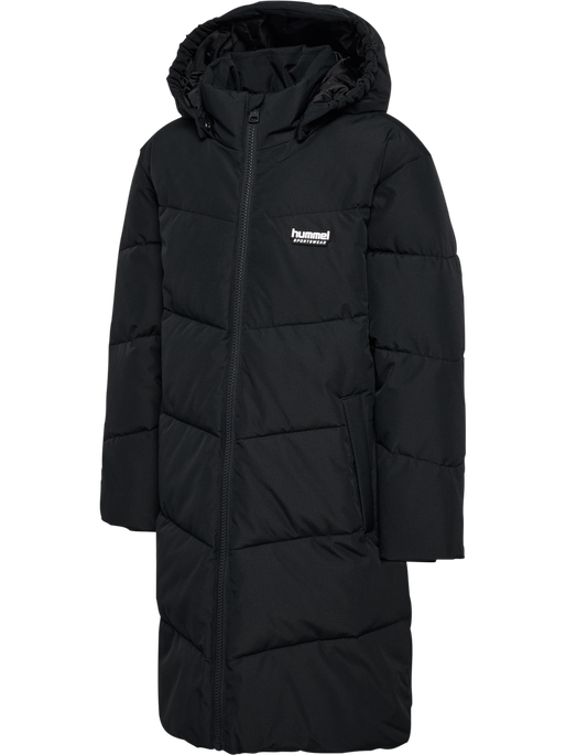 hmlJR PUFFER LONG JACKET, BLACK hmlJR PUFFER LONG JACKET, BLACK, packshot