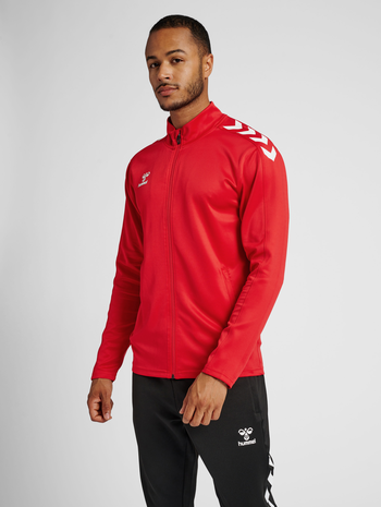 hmlCORE XK POLY ZIP SWEAT, TRUE RED, model