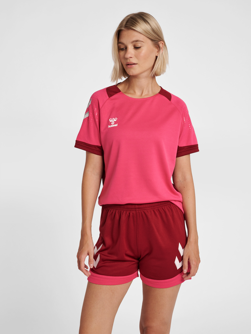 hmlLEAD WOMENS S/S POLY JERSEY, RASPBERRY SORBET, model