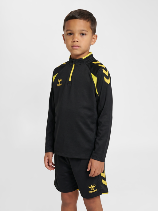 hmlCORE 2.0 HALF ZIP KIDS, BLACK/BLAZING YELLOW, model