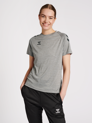 hmlCORE XK CORE POLY TEE  S/S WOMAN, GREY MELANGE, model