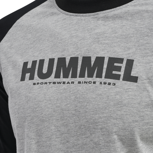 hmlLEGACY BLOCKED T-SHIRT L/S, GREY MELANGE, packshot