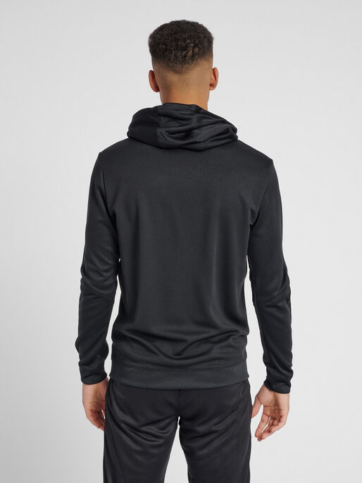 hmlAUTHENTIC POLY ZIP HOODIE, BLACK, model