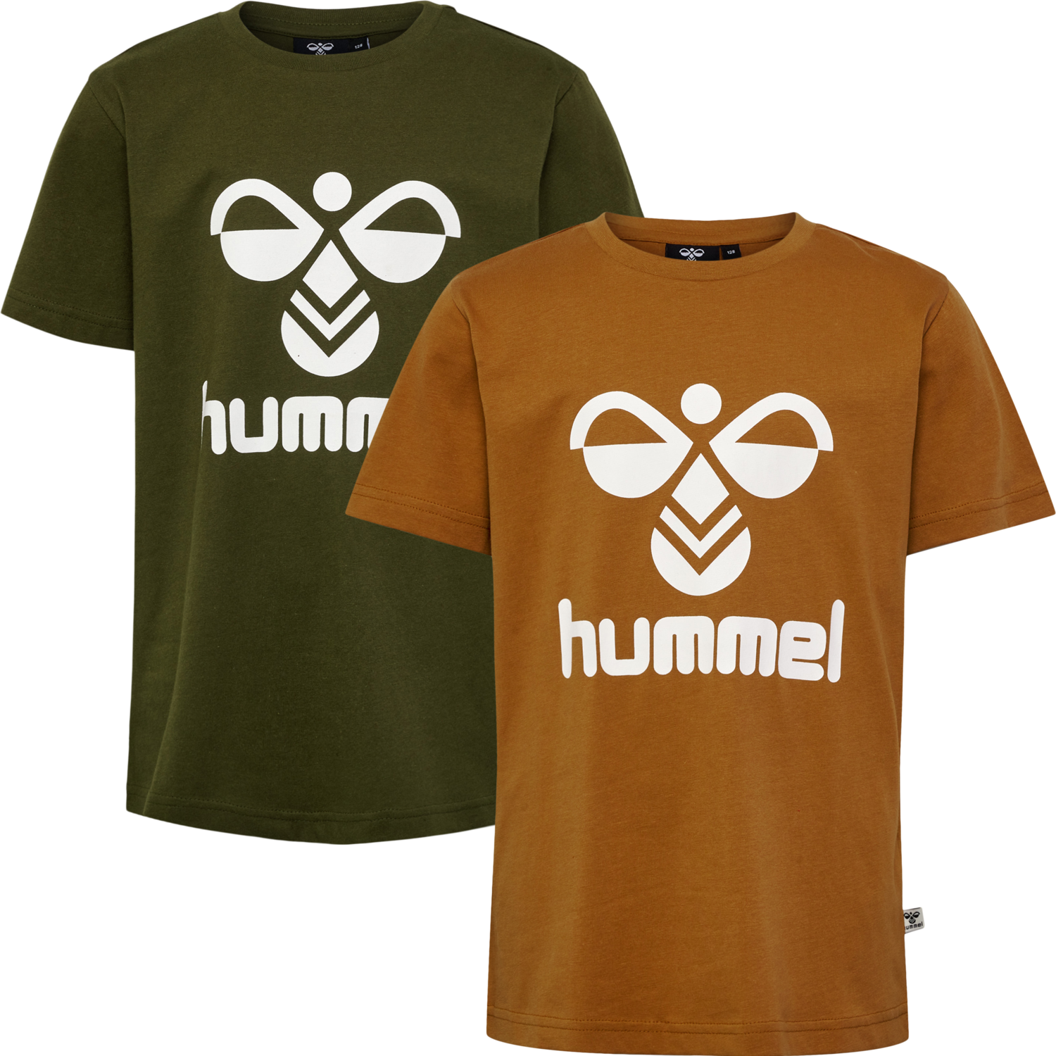 hmlTRES T-SHIRT S/S 2-PK, SIERRA/DARK OLIVE, packshot