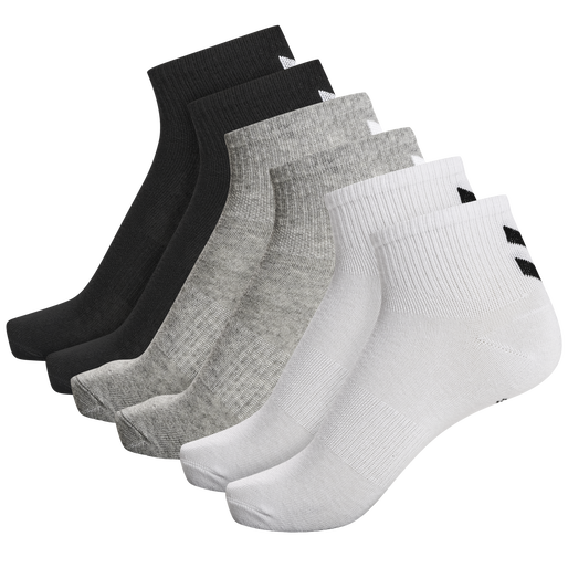 hmlCHEVRON 6-PACK  MID CUT SOCKS, BLACK/WHITE/GREY hmlCHEVRON 6-PACK  MID CUT SOCKS, BLACK/WHITE/GREY, packshot