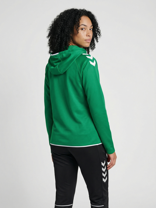 hmlCORE 2.0 ZIP HOODIE WOMAN, JELLY BEAN/WHITE, model