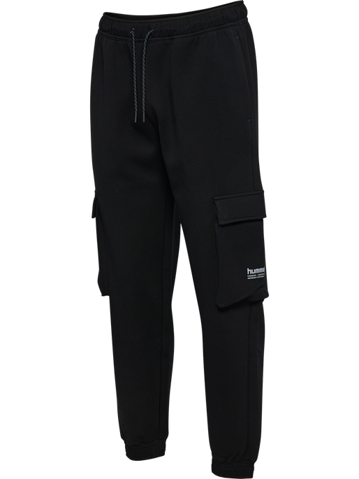 hmlTECH FLEECE LOOSE CARGO PANTS, BLACK, packshot