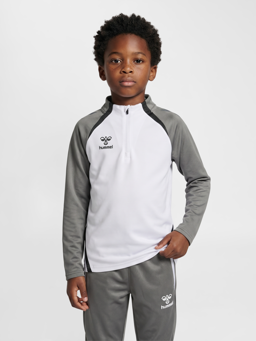 hmlLEAD 2.0 HALF ZIP KIDS, WHITE/STEEL GRAY, model