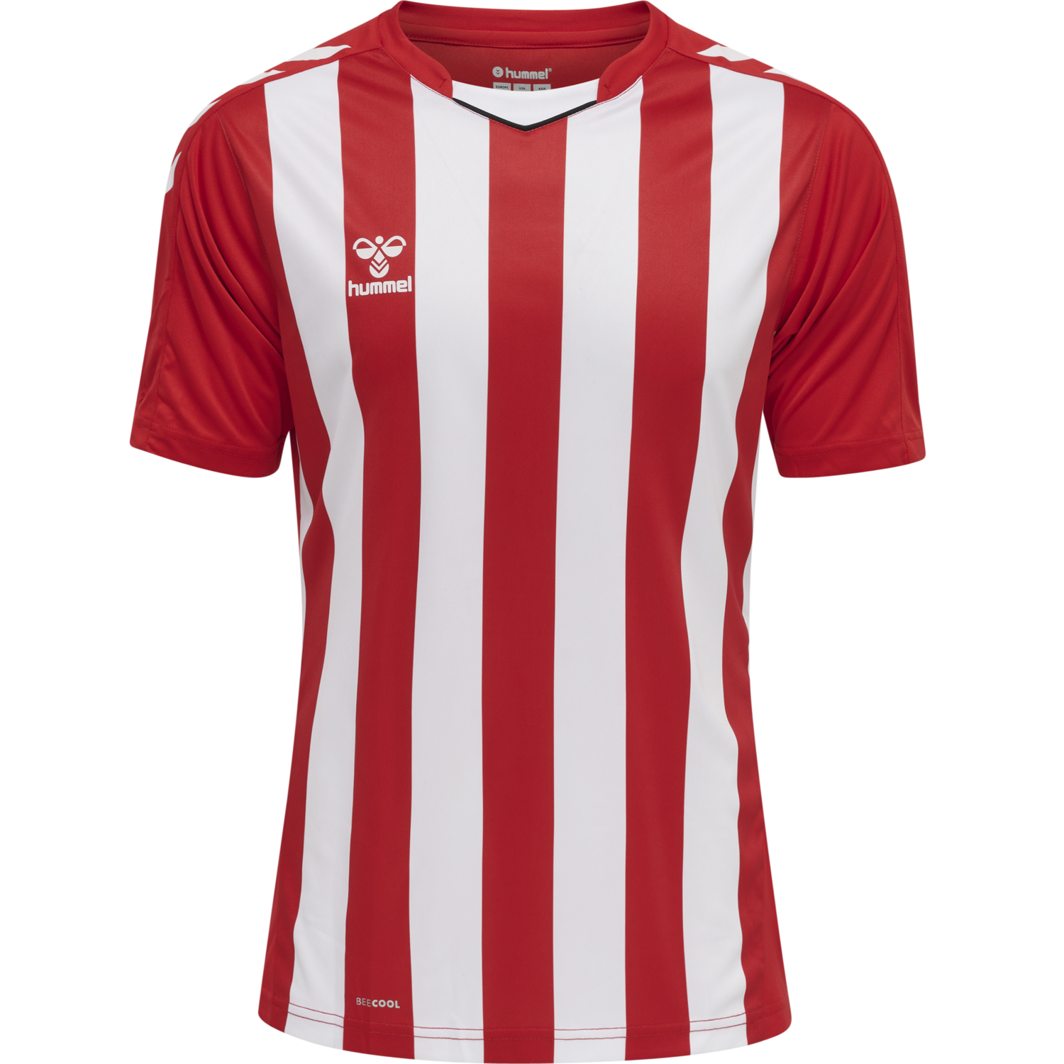 hmlCORE XK STRIPED JERSEY S/S, TRUE RED/WHITE, packshot