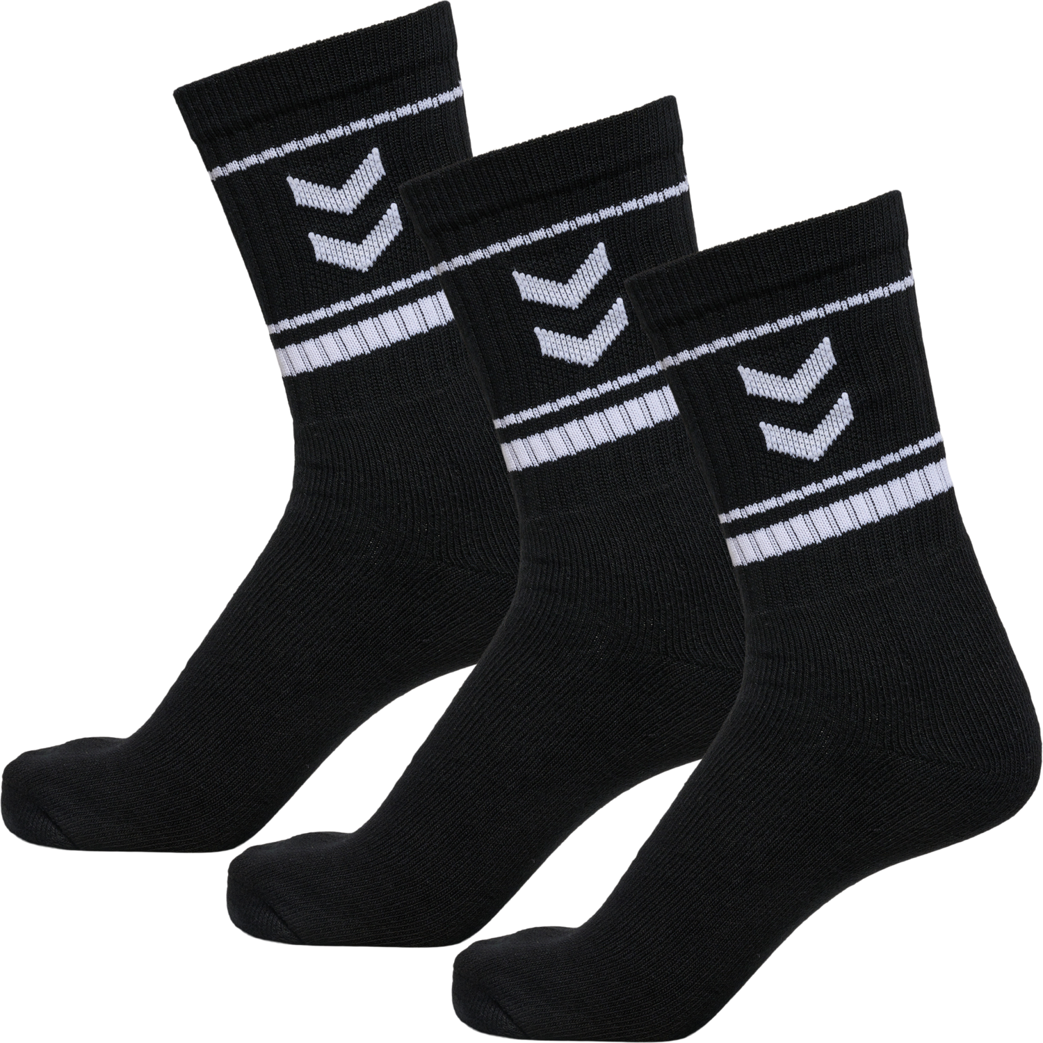 hmlSTRIPE CREW 3-PACK SOCKS, BLACK, packshot