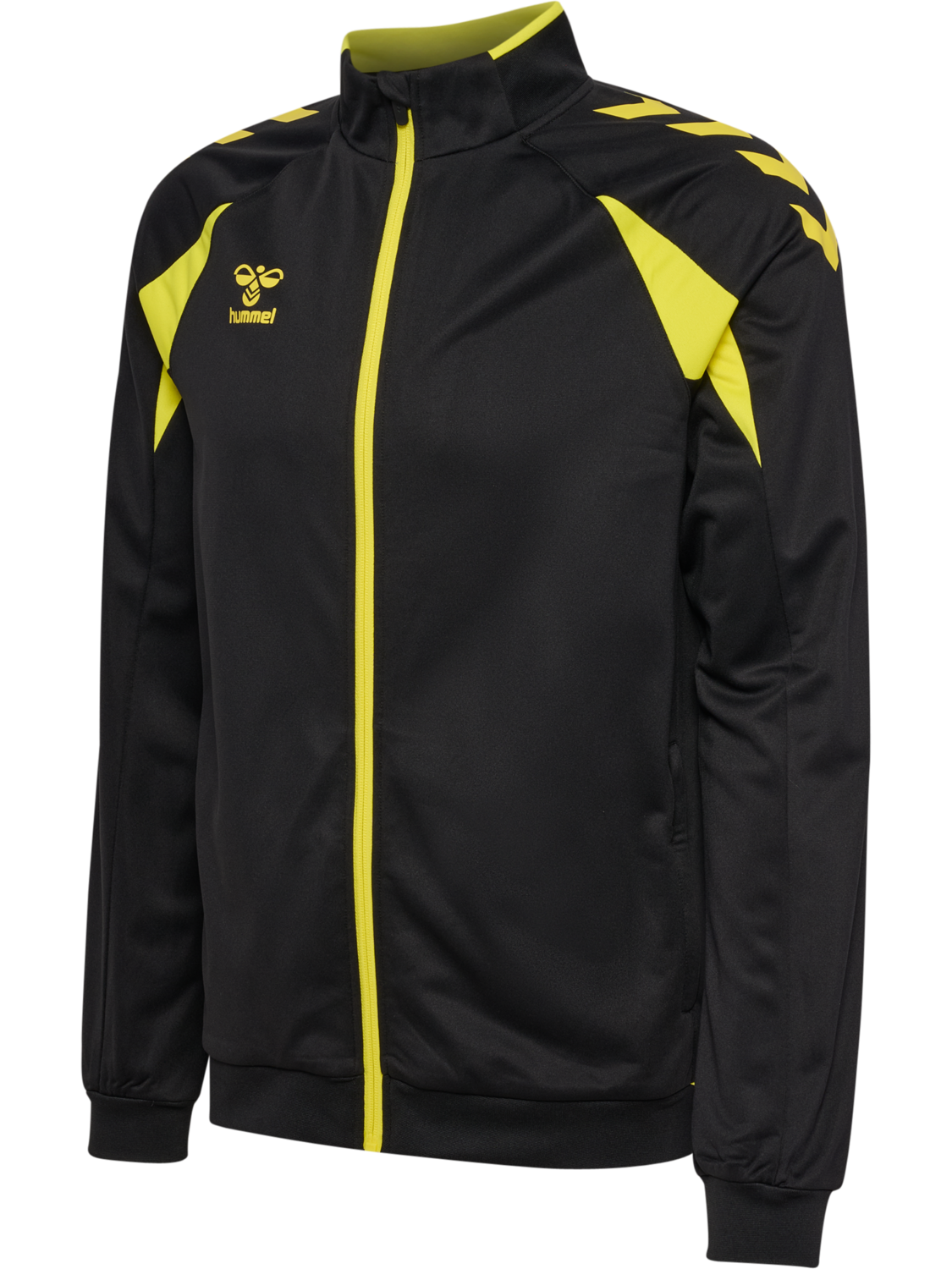 hmlCORE 2.0 TRACK ZIP JACKET, BLACK/BLAZING YELLOW, packshot