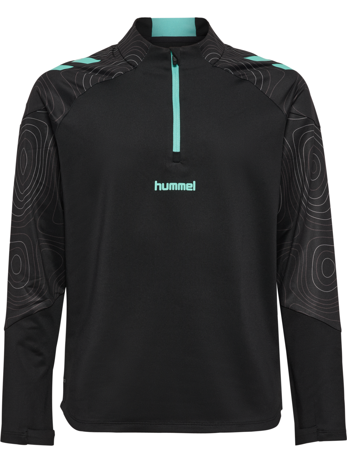 hmlBLAZE 2.0 TRAINING HALF ZIP KIDS, BLACK/POOL BLUE, packshot