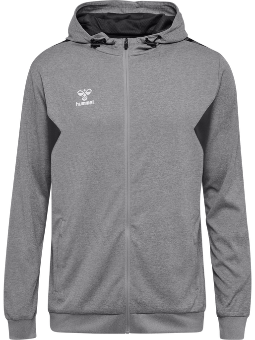 hmlAUTHENTIC PL ZIP HOODIE, GREY MELANGE hmlAUTHENTIC PL ZIP HOODIE, GREY MELANGE, packshot