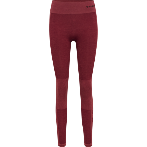 hmlCLEA SEAMLESS MID WAIST TIGHTS, CABERNET/APPLE BUTTER MELANGE, packshot