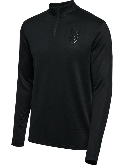 hmlACTIVE PL HALF ZIP, BLACK, packshot