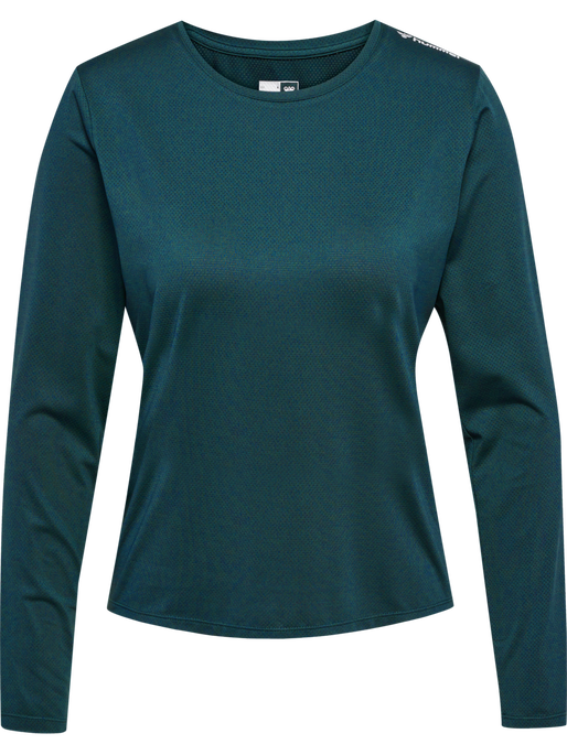 hmlMT AURA MESH T-SHIRT L/S, DEEP TEAL, packshot