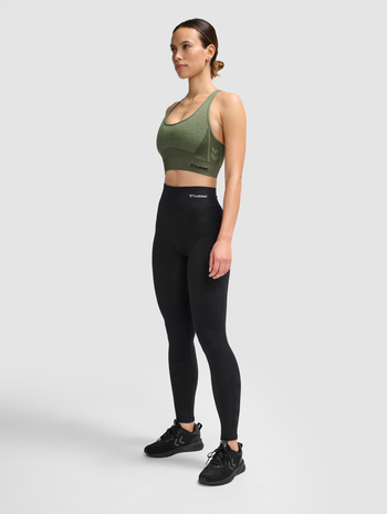 hmlCLEA SEAMLESS MID WAIST TIGHTS, BLACK MELANGE, model