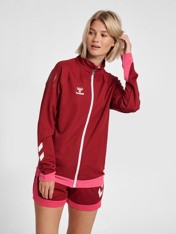 hml LEAD WOMEN POLY ZIP JACKET , BIKING RED, model