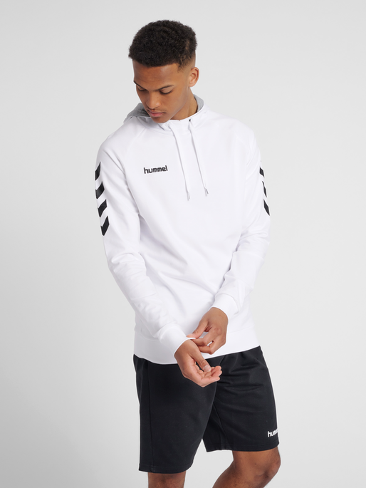 HMLGO COTTON HOODIE, WHITE, model