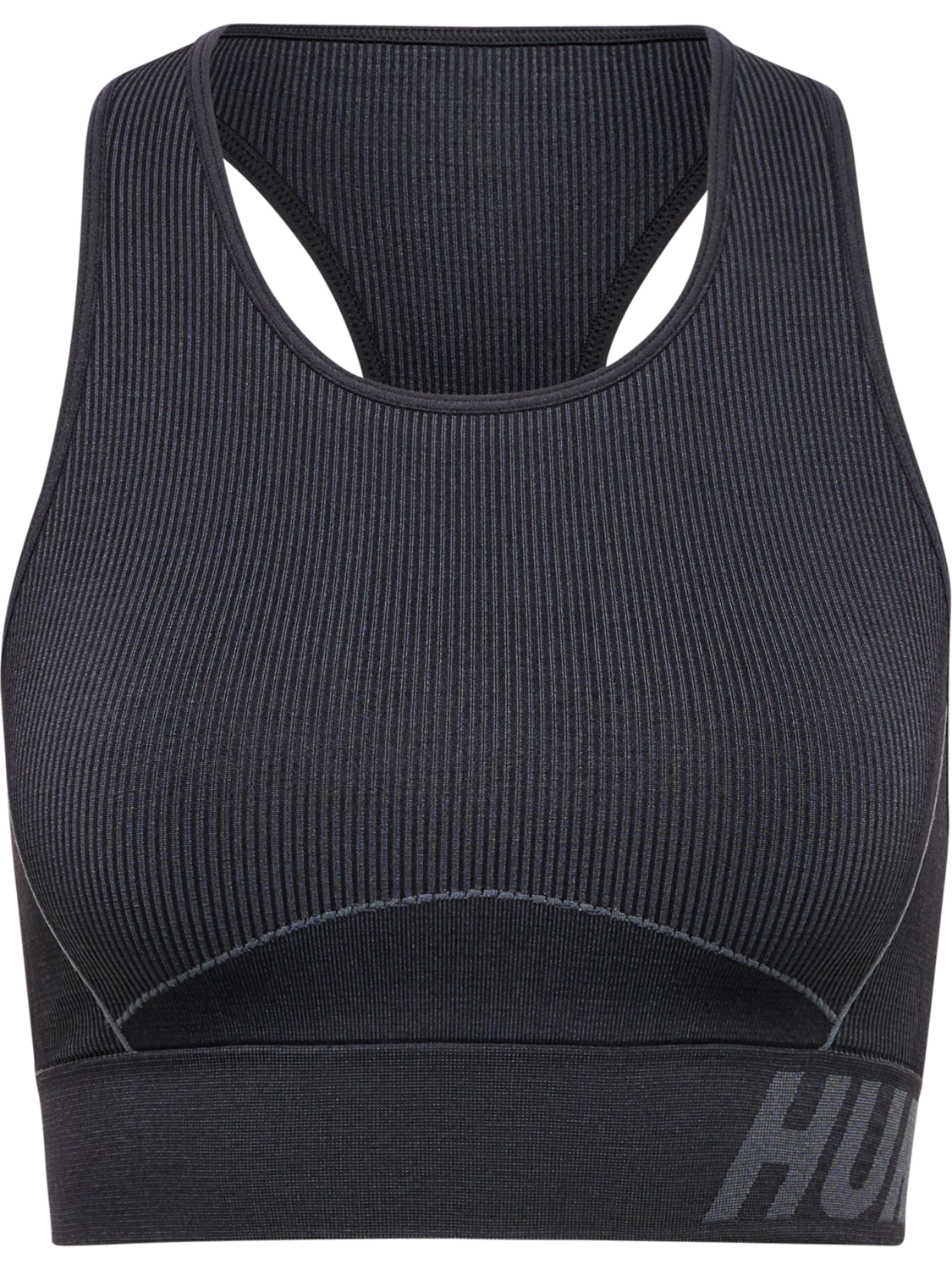 hmlTE CHRISTEL SEAMLESS SPORTS TOP, BLACK/ASPHALT MELANGE, packshot