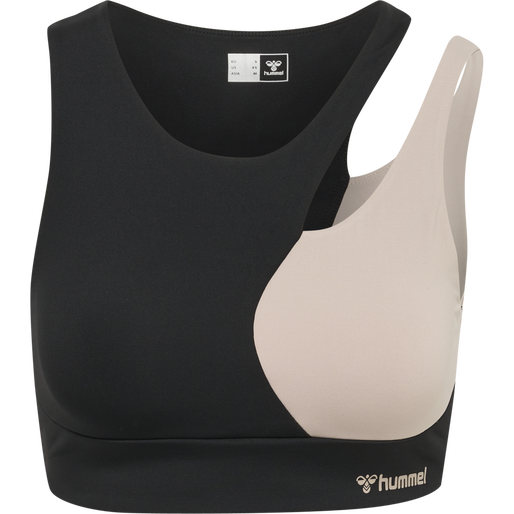 hmlMT RIGA SPORTS BRA, BLACK/CHATEAU GREY, packshot