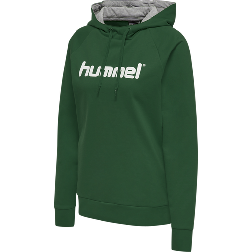 HMLGO COTTON LOGO HOODIE WOMAN, EVERGREEN HMLGO COTTON LOGO HOODIE WOMAN, EVERGREEN, packshot