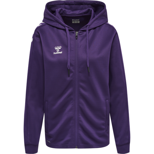 hmlCORE XK POLY ZIP HOOD SWEAT WOMA, ACAI/WHITE, packshot